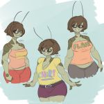  arthropod big_breasts breasts clothing cricket female hi_res insect little_hareboy orthopterid slightly_chubby solo thick_thighs 