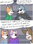  2019 canid canine canis clothed clothing comic dialogue digital_media_(artwork) english_text fizzyjay fox fox_mccloud hi_res lagomorph male mammal nintendo peppy_hare speech_bubble star_fox text video_games wolf wolf_o&#039;donnell 