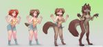  2018 anthro blush breast_expansion breasts brown_body brown_fur canid canine canis cleavage clothed clothing digitigrade ear_piercing female fur gradient_background green_eyes human human_to_anthro legwear looking_at_viewer mammal mithaa naturally_censored nude piercing pussy red_eyes sequence simple_background smile snout socks solo species_transformation standing surprise tail_growth torn_clothing transformation wolf 