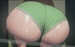  1girl absurdres ass ass_focus curvy fat from_below highres mmmmmkun mole mole_on_ass original plump shorts sitting sweat 