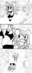  2018 aliasing animal_crossing apron assisted_exposure black_and_white bottomwear butt clothing comic dab embarrassed eulipotyphlan female forest freckles half-closed_eyes hand_on_face hedgehog hi_res hiding holding_object labelle_able mammal monochrome nintendo open_mouth pantsing plant prank purse sable_able scarf shrub sibling sister sisters skirt smile street_lamp town tree tripping underwear unknown_artist video_games 