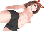  cameltoe haruka_(pokemon) moisture_(chichi) nipples pokemon shorts topless 