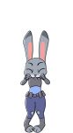  animated anthro clothed clothing dipstick_ears disney eyes_closed fully_clothed fur gesture grey_body grey_fur judy_hopps jumping lagomorph leporid mammal multicolored_ears open_mouth open_smile police_uniform rabbit simple_background smile solo toeless_legwear uniform v_sign white_background zootopia ガムシロップ 