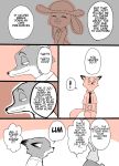  ! bodily_fluids canid canine clothed clothing dialogue disney edit english_text fox hard_translated hat headgear headwear hi_res judy_hopps lagomorph leporid mammal meno nick_wilde rabbit red_fox shirt speech_bubble stu_hopps sweat sweatdrop text topwear translated zootopia 