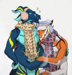  alien cuddling dragon earmuffs hi_res kumo-kun male male/male multi_arm multi_eye multi_limb scarf simple_background standing 