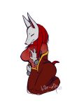  2019 alpha_channel animal_mask anthro asian_clothing b0r-z0ii big_breasts big_ears breasts canid canine clothing digital_media_(artwork) dress east_asian_clothing echidna eyes_closed featureless_breasts female flat_colors fox fox_mask fur grope hi_res hidden_face japanese_clothing kimono large_tits mammal mask monotreme quills red_body red_clothing red_dress red_fur shy simple_background solo squish transparent_background undressing ylve 