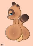  2019 absurd_res animal_crossing anthro balls big_butt blue_eyes brown_body brown_fur butt canid canine digital_media_(artwork) english_text fur hi_res huge_butt looking_at_viewer male mammal nintendo nude raccoon_dog saltyxodium signature simple_background solo solo_focus tanuki text thick_thighs tom_nook_(animal_crossing) video_games wide_hips 