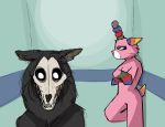  ambiguous_gender animate_inanimate black_body black_fur black_hair bone canid canine duo equid equine fur hair hi_res horn living_pi&ntilde;ata mammal neon_genesis_evangelion pi&ntilde;ata pink_body pink_fur scp-1471 scp-956 scp_foundation skull undead unicorn unknown_artist 