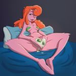  &lt;3 1:1 2019 anthro bed bedroom_eyes breasts censored creative_censorship donna_the_waitress dr._seuss egg female food fur furniture green_eggs_and_ham green_eggs_and_ham_(animated_series) hair half-closed_eyes ham hi_res humanoid looking_at_viewer meat nude open_mouth orange_hair pillow pink_body pink_fur pixelhat pork seductive solo tongue unknown_species 