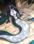  abs andromorph anthro blue_eyes hi_res intersex pose pussy reptile scalie snake solo spotty_the_cheetah temple 