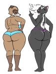  anthro anthrofied big_butt bikini black_body black_fur breasts brown_body brown_fur butt clothing crossgender duo female fur hi_res mammal mature_female mephitid over_the_hedge oystercatcher7 presenting presenting_hindquarters procyonid raccoon rj_(over_the_hedge) shiny simple_background skunk slightly_chubby stella_(over_the_hedge) swimwear white_background 