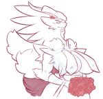  avian big_breasts blaziken bouquet breasts chest_tuft cleavage clothed clothing dorian-bc dress female flower holding_object nintendo plant pok&eacute;mon pok&eacute;mon_(species) simple_background sketch smile solo tuft video_games wedding_dress white_background 