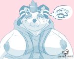  2019 5:4 anthro behemoth_(housamo) big_breasts breasts digital_media_(artwork) hi_res male moobs nipples obese overweight overweight_male simple_background sleepyras solo tokyo_afterschool_summoners video_games 