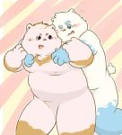  2019 anthro barely_visible_genitalia belly blue_body blue_fur blush duo fur hug hugging_from_behind humanoid_hands male mammal moobs nipples overweight overweight_male ursid white_body white_fur young 熊团沫沫 