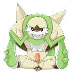  2013 blush censored chesnaught doneru front_view hi_res ineffective_censorship male nintendo penis pok&eacute;mon pok&eacute;mon_(species) simple_background sitting solo tapering_penis video_games white_background 