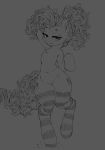  2019 absurd_res anthro biped blep clothing cutie_mark digital_media_(artwork) equid equine eyebrows eyelashes featureless_chest featureless_crotch female friendship_is_magic full-length_portrait grey_background hair half-closed_eyes hi_res hoof_hands hooves horse legwear long_hair long_tail looking_at_viewer mammal monochrome my_little_pony napalm_express navel nude pinkie_pie_(mlp) pony ponytail portrait simple_background solo standing stockings thigh_highs tongue tongue_out 