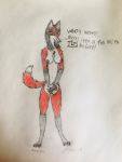  absurd_res anthro black_hair breasts canid canine chest_tuft claws dipstick_tail female fox fur green_eyes hair hi_res invalid_tag mammal multicolored_tail nipples paws pussy red_body red_fox red_fur solo standing text tuft victoria_sheppard xcube720 