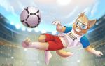  16:10 abs athletic ball bulge canid canine canis fifa hi_res male mammal mascot sharparadise soccer soccer_ball solo sport stadium wolf zabivaka 