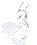  2019 antennae_(anatomy) anthro arthropod blush clothing elpatrixf erection half-closed_eyes insect insect_wings legwear male mosquito navel nipples simple_background socks solo white_background wings 