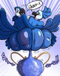  avian big_breasts bird blue_macaw blue_sky_studios bottle bottle_fetish breasts carla_(rio) feathers hi_res laugh mimi_(rio) overweight rio_(series) sachasketchy spanish_text sucking text 