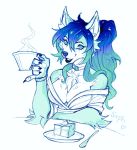  2019 5_fingers anthro blue_eyes blue_hair breasts canid canine eyebrows eyelashes featureless_breasts female fingers fox hair mammal smile solo xenoguardian 