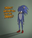  anthro black_eyes blue_body blue_fur clothing conditional_dnp dialogue english_text eulipotyphlan footwear fur grey_background hedgehog jollyjack male mammal open_mouth shoes simple_background solo sonic_the_hedgehog sonic_the_hedgehog_(series) tan_body tan_fur teeth text where_is_your_god_now 
