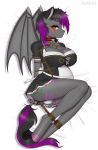  absurd_res anthro big_breasts blush breasts breath clothing collar dress equid equine grey_body grey_skin hair hi_res looking_at_viewer maid_uniform mammal panties pewas pregnant rope solo underwear uniform wings 