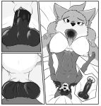  2019 ahegao animal_genitalia animal_penis anthro balls big_breasts big_penis black_penis bodily_fluids breasts canid canine canine_penis canis comic cowgirl_position coyote cum cum_in_pussy cum_inside female genital_fluids hi_res internal knot knotting looking_pleasured lying male male/female mammal mature_female on_top penetration penis pussy_juice scp-1471 scp-2547 scp_foundation sex tongue tongue_out unusualmatias vaginal vaginal_knotting vaginal_penetration 