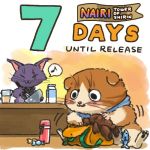  1:1 2018 anthro blush cooking domestic_cat duo english_text eyes_closed felid feline felis fur homebearstudio low_res mammal nairi:_tower_of_shirin nairi_(series) official_art plushie purple_body purple_fur scar sitting slightly_chubby text 