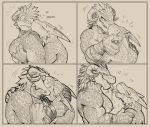  &lt;3 5_fingers absurd_res anthro argonian bethesda_softworks biceps black_and_white bodily_fluids border claws clothed clothing daftpatriot digital_drawing_(artwork) digital_media_(artwork) duo embrace eye_contact eyes_closed fangs fingers french_kissing half-closed_eyes hand_on_chest hi_res horn kissing kissing_cheek lizard looking_at_another male male/male monochrome muscular muscular_arms nipples onomatopoeia open_mouth relationship reptile saliva scalie sequence size_difference skyrim sloppy_kiss smile smirk sound_effects teeth text the_elder_scrolls tongue tongue_out topless video_games wide_eyed 