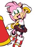  2019 3:4 amy_rose anthro belt black_nose bottomwear clothing colored_sketch digital_drawing_(artwork) digital_media_(artwork) eulipotyphlan eyelashes female footwear gloves green_eyes hair hammer handwear hedgehog mammal open_mouth open_smile piko_piko_hammer pink_hair rongs1234 shoes signature simple_background skirt smile solo sonic_the_hedgehog_(series) tools white_background white_clothing white_gloves 