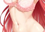  1girl arms_up bra breasts greem_bang large_breasts long_hair navel original panties pink_bra pink_hair pink_panties shiny shiny_skin simple_background solo stomach toned underwear underwear_only very_long_hair white_background 