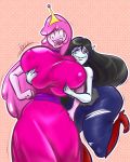  2017 4:5 5_fingers absurd_res adventure_time big_breasts big_butt black_hair blue_bottomwear blue_clothing blue_pants blush boots bottomwear breast_grab breast_squeeze breasts butt candy candy_hair cartoon_network clothing crown dotted_background dress fangs female female/female fingers food food_creature food_hair footwear grabbing_from_behind green_eyes grey_body grey_clothing grey_skin grey_tank_top grey_topwear grope gum_hair hair hand_on_breast hi_res huge_breasts huge_butt humanoid humanoid_on_humanoid humanoid_pointy_ears jeans living_candy long_hair marceline_abadeer nipple_outline open_mouth pants pattern_background pink_body pink_clothing pink_dress pink_skin pink_tongue princess princess_bubblegum pseudo_hair red_boots red_clothing red_footwear royalty shirt simple_background smile surprise tank_top thick_thighs tongue topwear torn_bottomwear torn_clothing torn_jeans torn_pants vampire xanafar xanakoap 