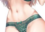  1girl blonde_hair bow bow_panties bra greem_bang green_bra green_panties holding long_hair navel original panties simple_background solo stomach thighs toned underwear underwear_only white_background 