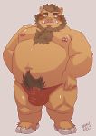  2019 absurd_res anthro belly blush bulge clothing hi_res humanoid_hands humanoid_penis male mammal moobs navel nipples overweight overweight_male penis pubes solo suid suina sus_(pig) underwear v2wolf wild_boar 