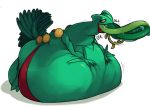  2016 anthro belly big_belly bootfromtv green_body inflation neck_bulge nintendo pok&eacute;mon pok&eacute;mon_(species) sceptile simple_background solo stuffing video_games vines yellow_sclera 