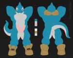  2019 5:4 absurd_res alien animal_genitalia animal_penis anthro balls biceps black_background blue_eyes boots butt clothing disney experiment_(lilo_and_stitch) fish footwear footwear_only gloves hands_behind_head handwear hemipenes hi_res leather lilo_and_stitch marine model_sheet mostly_nude multi_penis muscular nude pecs penis shark shoes shoes_only simple_background tall teeth tjloog wake wake_(artist) 