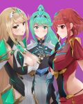  3girls absurdres artist_request atlus breasts catherine_(game) highres hikari_(xenoblade_2) homura_(xenoblade_2) multiple_girls pneuma_(xenoblade_2) rex_(xenoblade_2) xenoblade_(series) xenoblade_2 