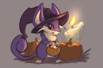  candle candy carrot_(artist) clothing fire food fruit halloween hat headgear headwear holidays mammal mouse murid murine nintendo plant pok&eacute;mon pok&eacute;mon_(species) pumpkin rattata red_eyes rodent simple_background video_games 
