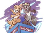  2017 4:3 canid canine featureless_crotch fox male mammal phone_booth pinky procyonid raccoon secretkitsune star 