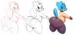  big_butt blue_body blue_fur butt cartoon_network clothed clothing cub domestic_cat felid feline felis fur girly gumball_watterson looking_back male mammal simple_background sunibee the_amazing_world_of_gumball thick_thighs white_background young 