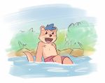  2017 bluewoozle clothed clothing lutrine male mammal mustelid open_mouth river_otter secretkitsune solo topless 