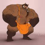  1:1 2019 5_fingers 5_toes anthro beard big_muscles body_hair broody brown_body brown_fur brown_hair bulge chest_hair facial_hair fingers fur hair hairy hi_res huge_muscles hyper hyper_bulge hyper_muscles jewelry looking_at_viewer male mammal muscular muscular_male necklace nipples pecs pink_nipples plantigrade solo standing suid suina sus_(pig) tankh toes tusks veiny_muscles wild_boar wrestling_singlet 