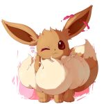  1:1 3_toes all_fours ambiguous_gender brown_body brown_eyes brown_fur chest_tuft ears_up eevee feral fluffy fluffy_ears fluffy_tail fur hi_res long_ears looking_at_viewer nintendo one_eye_closed plattyneko pok&eacute;mon pok&eacute;mon_(species) simple_background solo tan_body tan_fur toes tuft video_games white_background 
