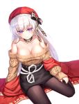  azur_lane belfast_(azur_lane) cleavage linz no_bra pantyhose sweater 