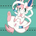  1:1 :3 anus blush bow clitoris ears_up eeveelution female feral fur happy hi_res looking_at_viewer nintendo pink_body pink_fur pink_tail pok&eacute;mon pok&eacute;mon_(species) presenting presenting_pussy pussy ribbons solo spread_legs spreading sunny_(artist) sylveon video_games white_body white_fur x_anus 
