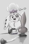  101_dalmatian_street 101_dalmatians absurd_res animal_dildo animal_sex_toy camilla_(101_dalmatians) canid canine canine_dildo canis dalmatian dildo disney dolly_(101_dalmatians) domestic_dog hi_res kinglazereth looking_at_dildo mammal sex_toy simple_background smile 