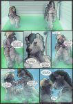  balls butt casual_nudity comic father father_and_child father_and_son hi_res hyaenid mammal nude parent parent_and_child penis pickles-hyena shower son striped_hyena 