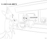  2019 annoyed anthro black_and_white bottomwear canid canine clothed clothing comic dialogue diana_rayablanca disney english_text fox fully_clothed group inside judy_hopps lagomorph leporid mammal mephitid monochrome nick_wilde pants rabbit red_fox shirt skeletonguys-and-ragdolls skunk text topwear zootopia 