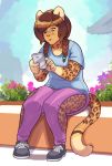  braided_hair felid feline female hair hi_res jaguar kitzy_(character) luxarts mammal pantherine phone 